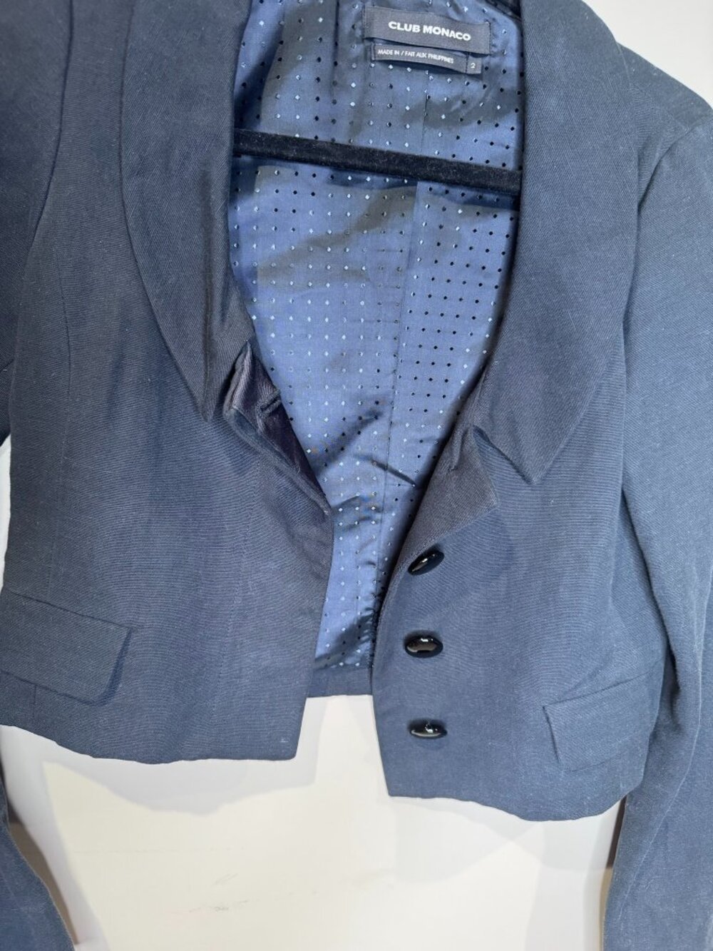 NEW Club Monaco | Cropped Linen Blend Blazer Jacket | Black | Size 2 - Picture 6 of 7